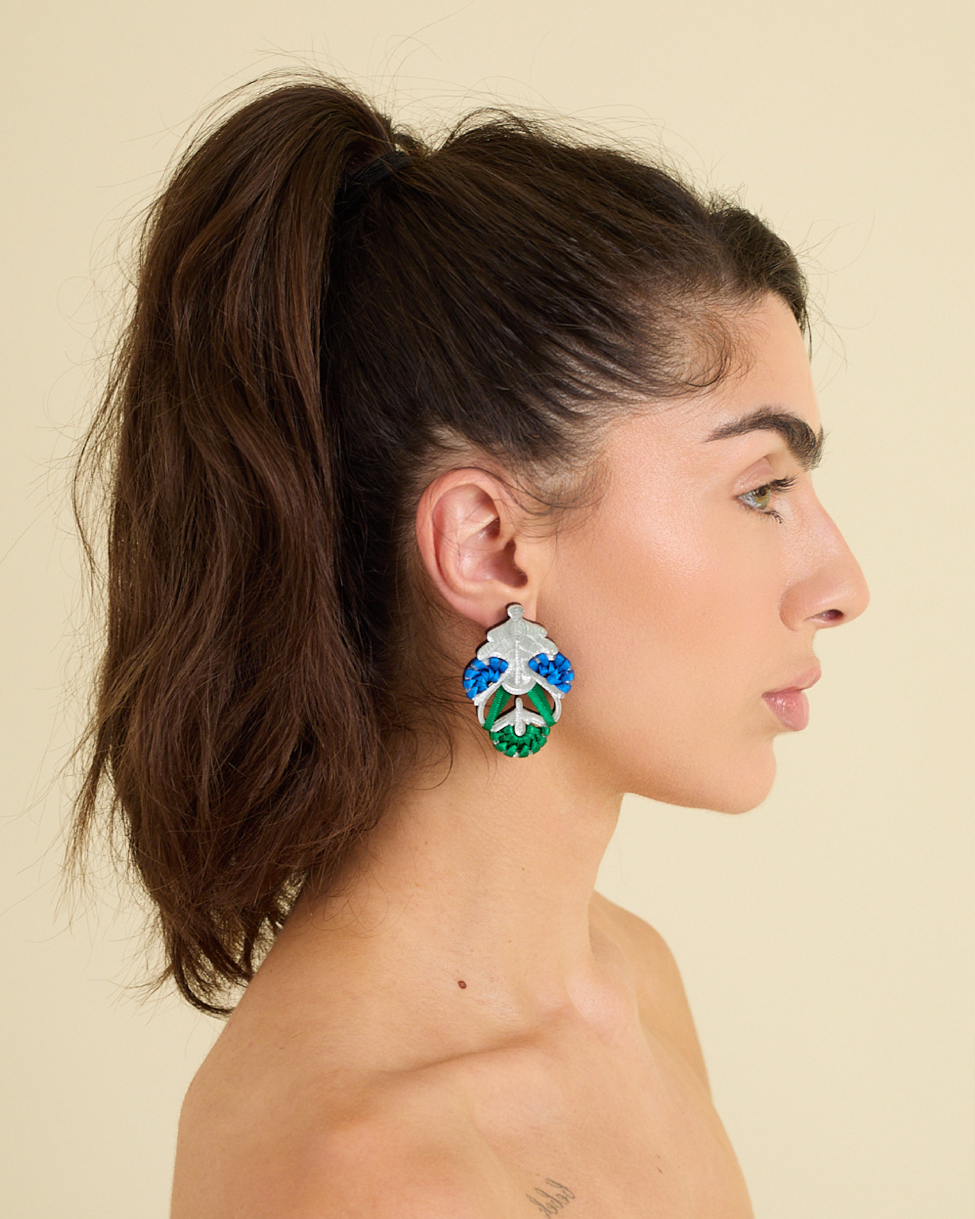 Owambe Luxe Petite - Silver Emerald Blue Hues