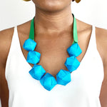 The Naomi Duo (in Emerald Green and Bright Blue) chunky statement necklace