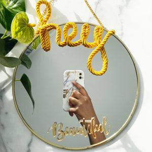
            
                Load image into Gallery viewer, Joy - The Hey Beautiful (Self-love) Round Mirror
            
        