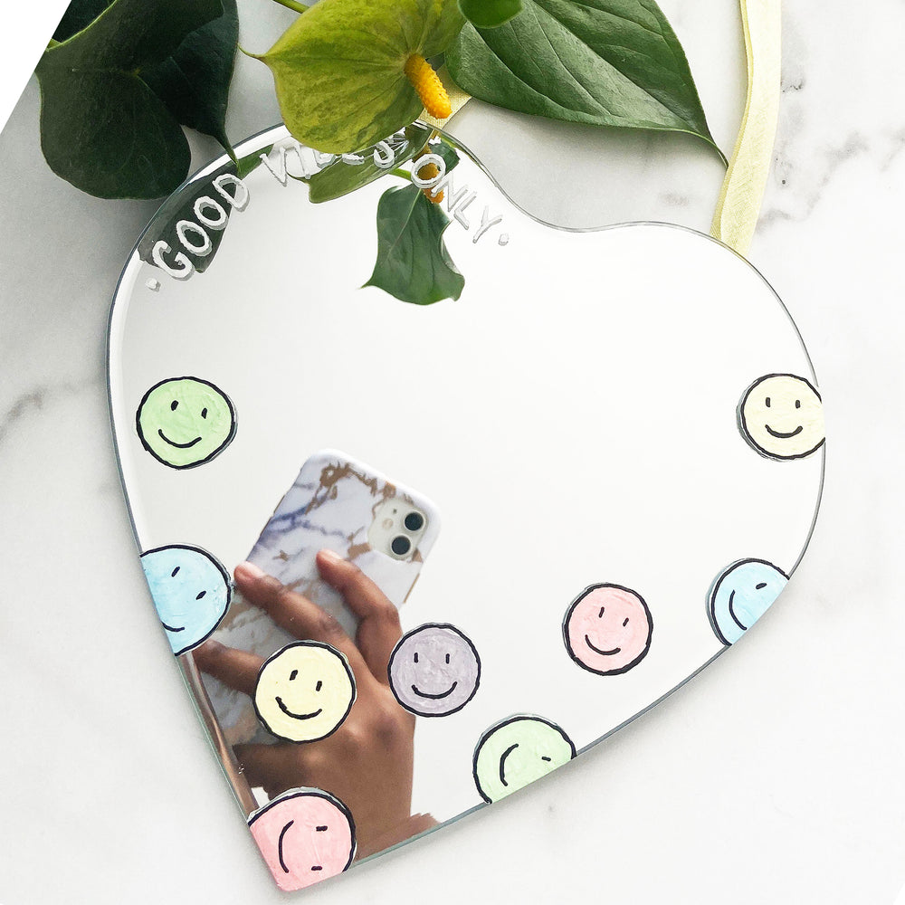 
            
                Load image into Gallery viewer, Joy - Good Vibes Only Heart Shaped (Positivity) Mirror
            
        