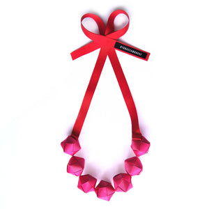 
            
                Load image into Gallery viewer, The Naomi Duo (in Pop Pink and Vibrant Red) chunky statement necklace
            
        