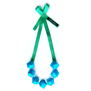 The Naomi Duo (in Emerald Green and Bright Blue) chunky statement necklace