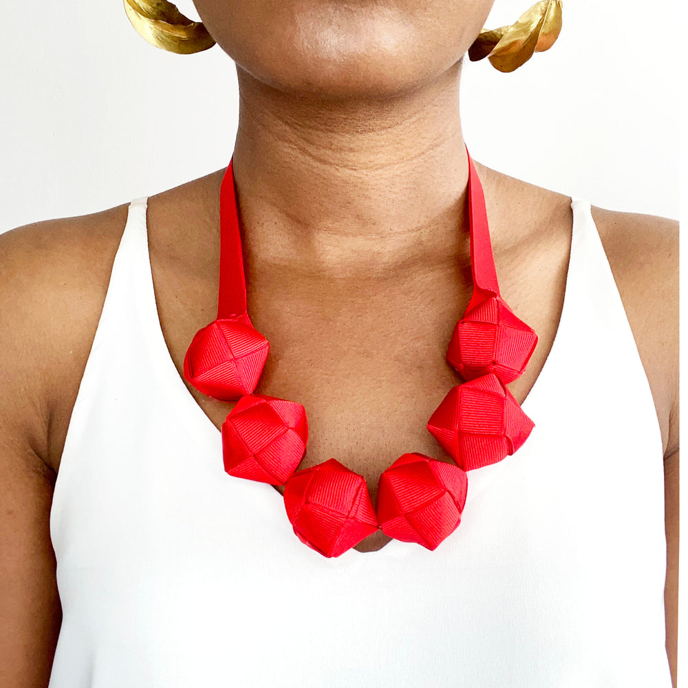 
            
                Load image into Gallery viewer, The Naomi Orginal (in Vibrant Red) chunky statement necklace
            
        