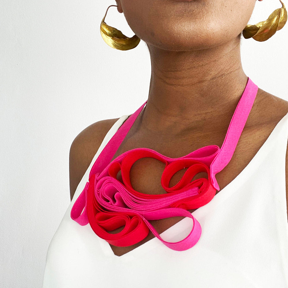 The Adele Duo (Red and Pink) chunky statement necklace