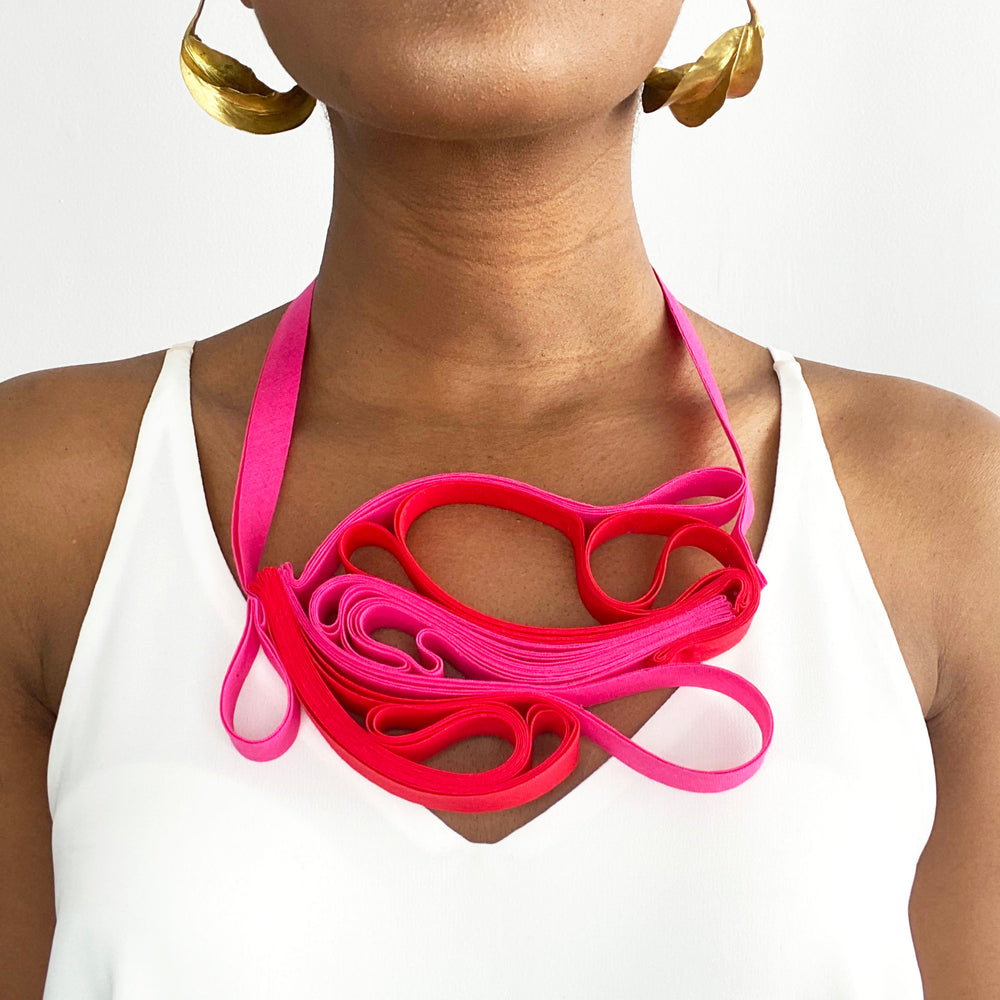 The Adele Duo (Red and Pink) chunky statement necklace